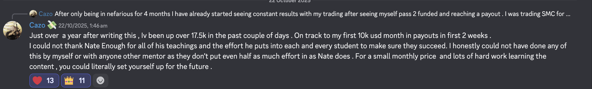 Up $17.5K in a couple of days