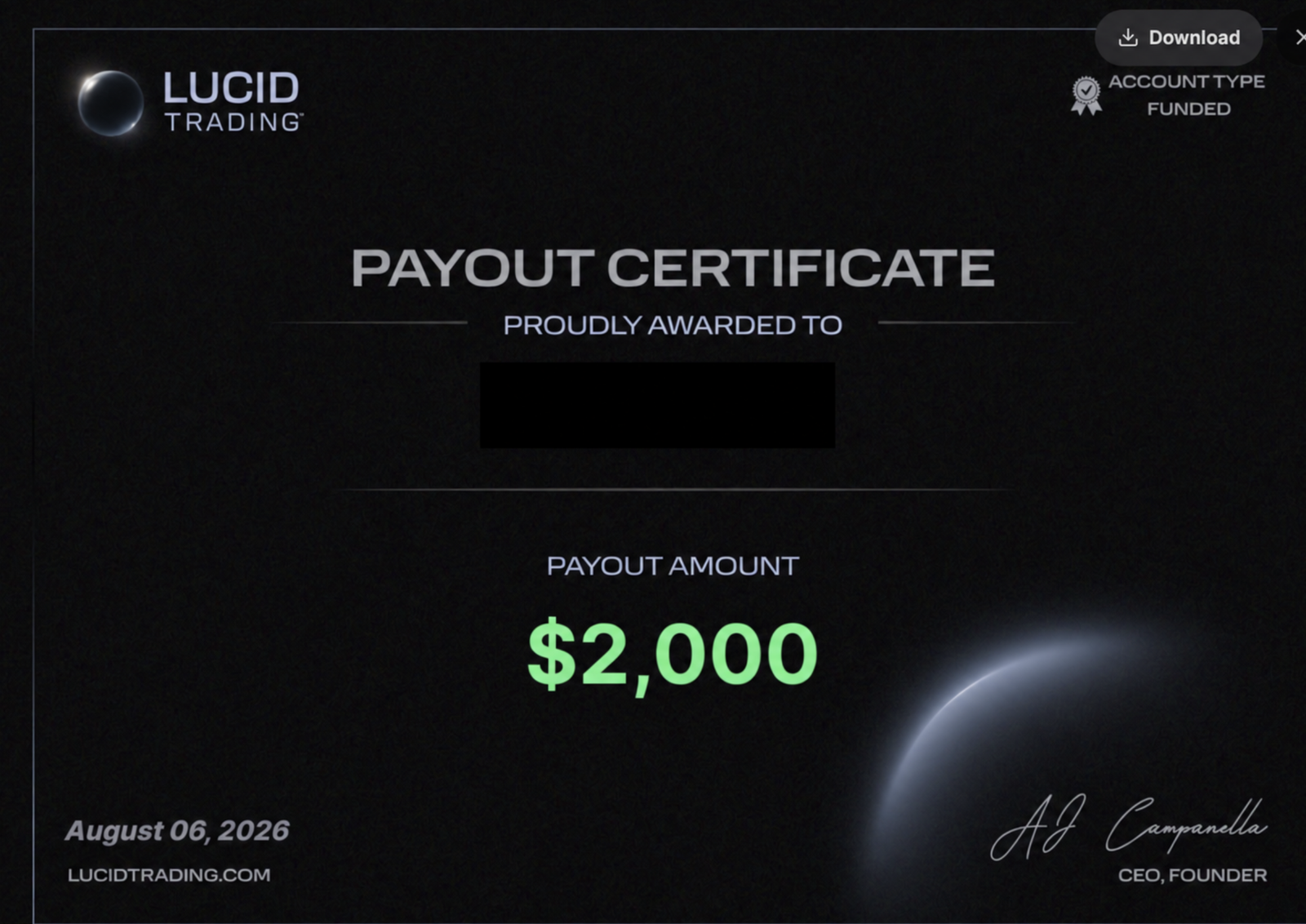 Another $2,000 Lucid payout