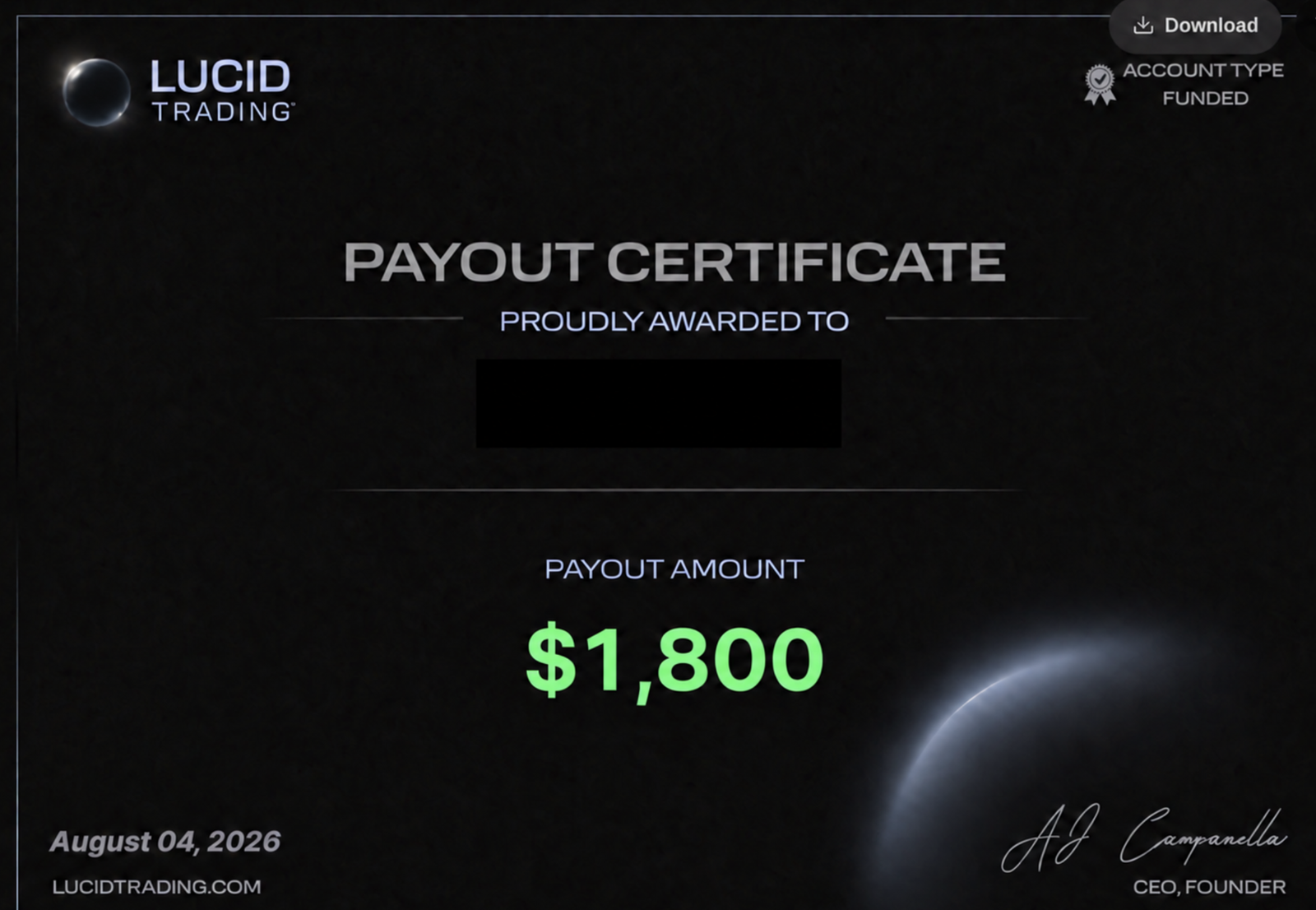 $1,800 Lucid payout