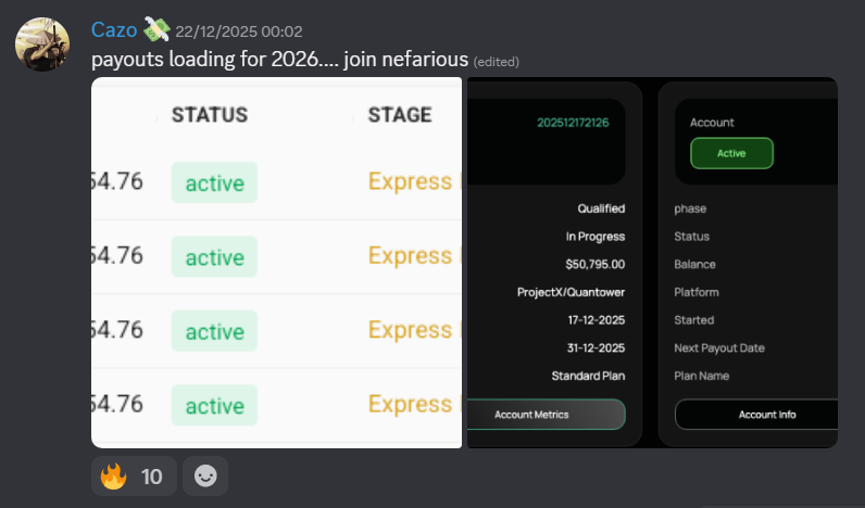 Four active accounts, payouts loading